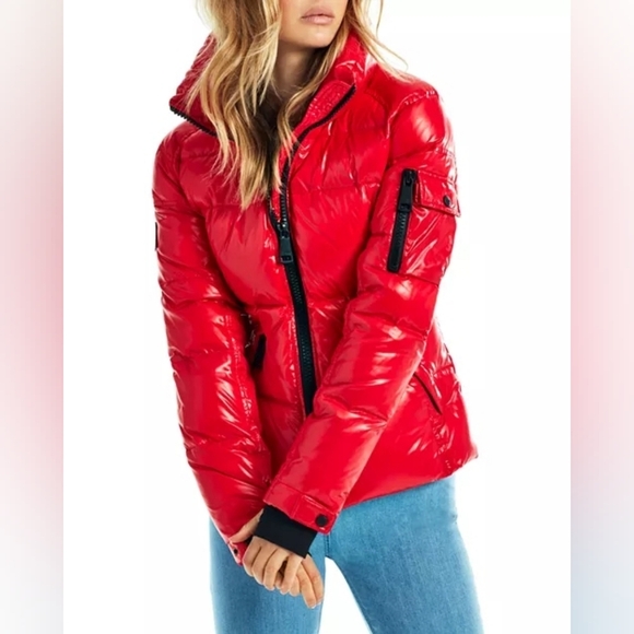 SAM. Freestyle Down Puffer Bomber Jacket In Candy Red Size XS - Picture 3 of 12